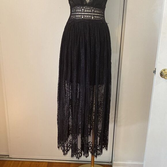 Zara Black Contrasting Lace Dress Midi Dress Size XS - Picture 9 of 14